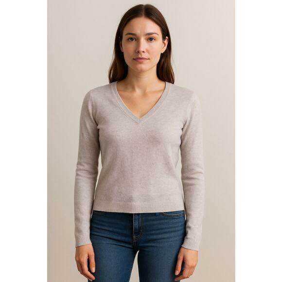 Minimalist 100% Cashmere V-Neck Sweater Theory Lilac S - Picture 1 of 7